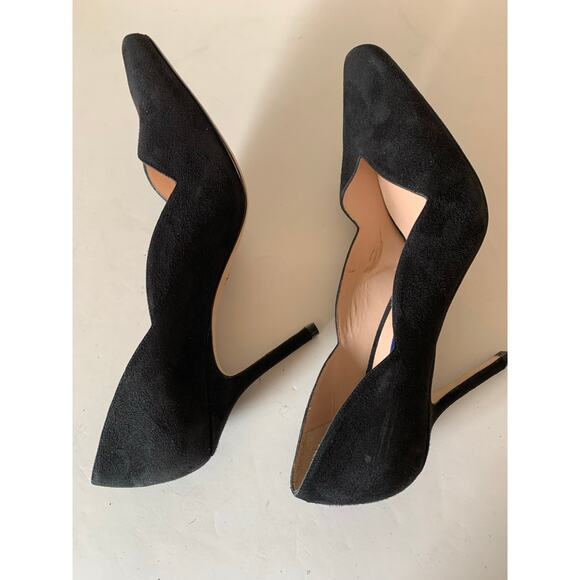 Stuart Weitzman suede scalloped pumps black size 7.5 - Picture 6 of 11